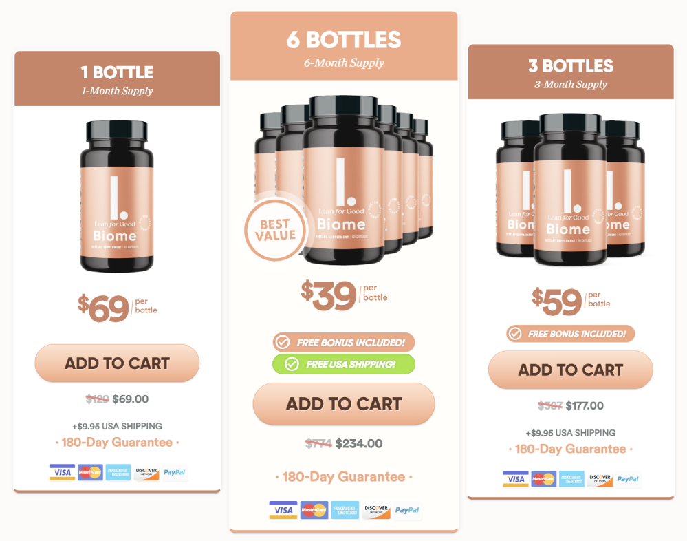 Special savings promotion for LeanBiome highlighting reduced pricing and added value for customers